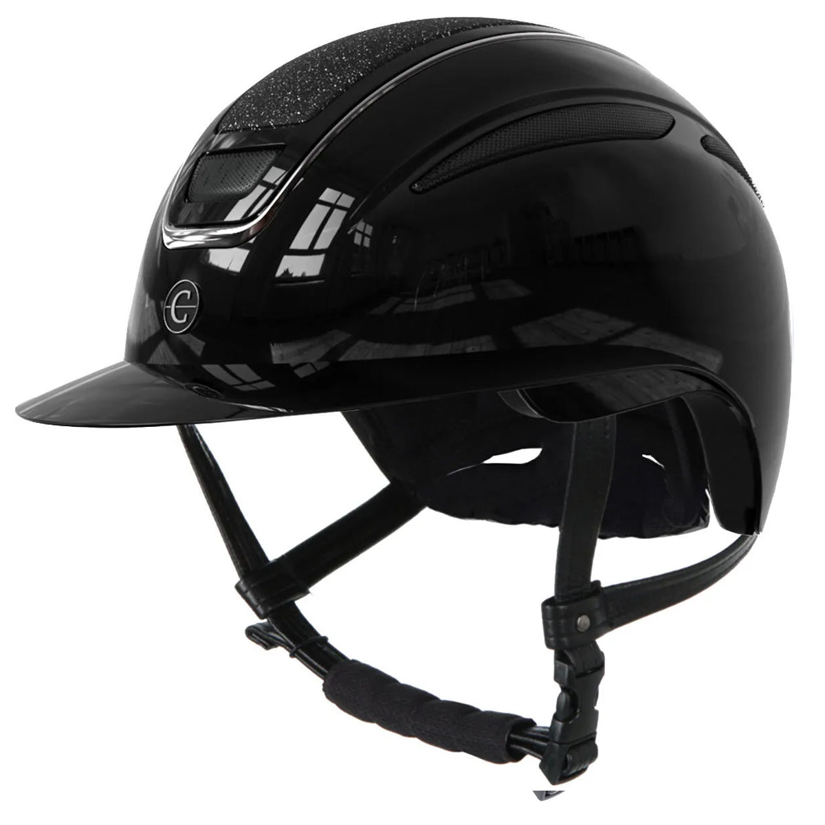 Ratsastuskypärä Elite Polo Black Gloss Glitter