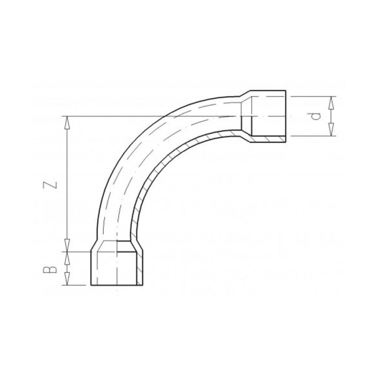 Käyrä 90° pitkä 63mm