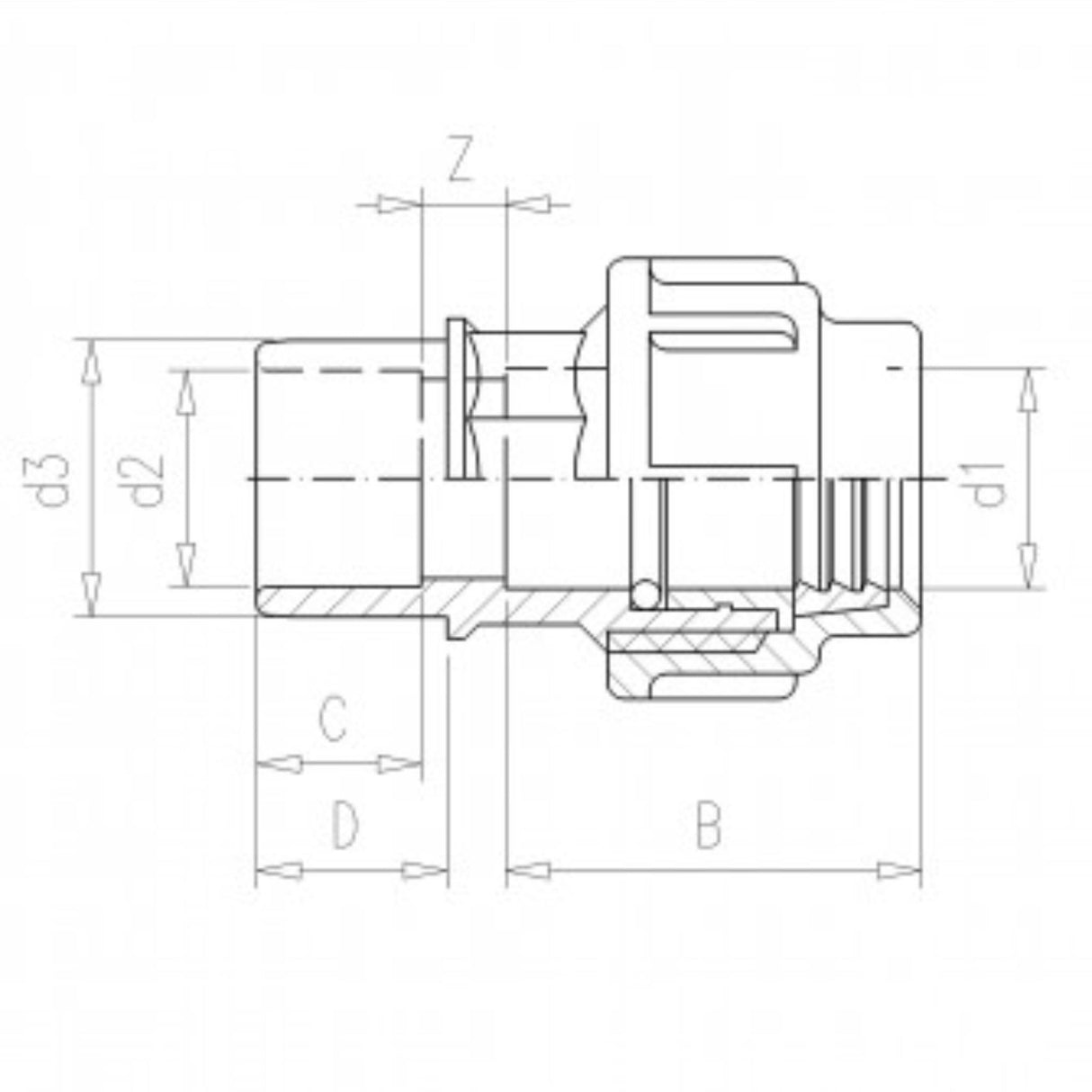 PE Lähtöliitin PE 25mm - PVC 25/32mm