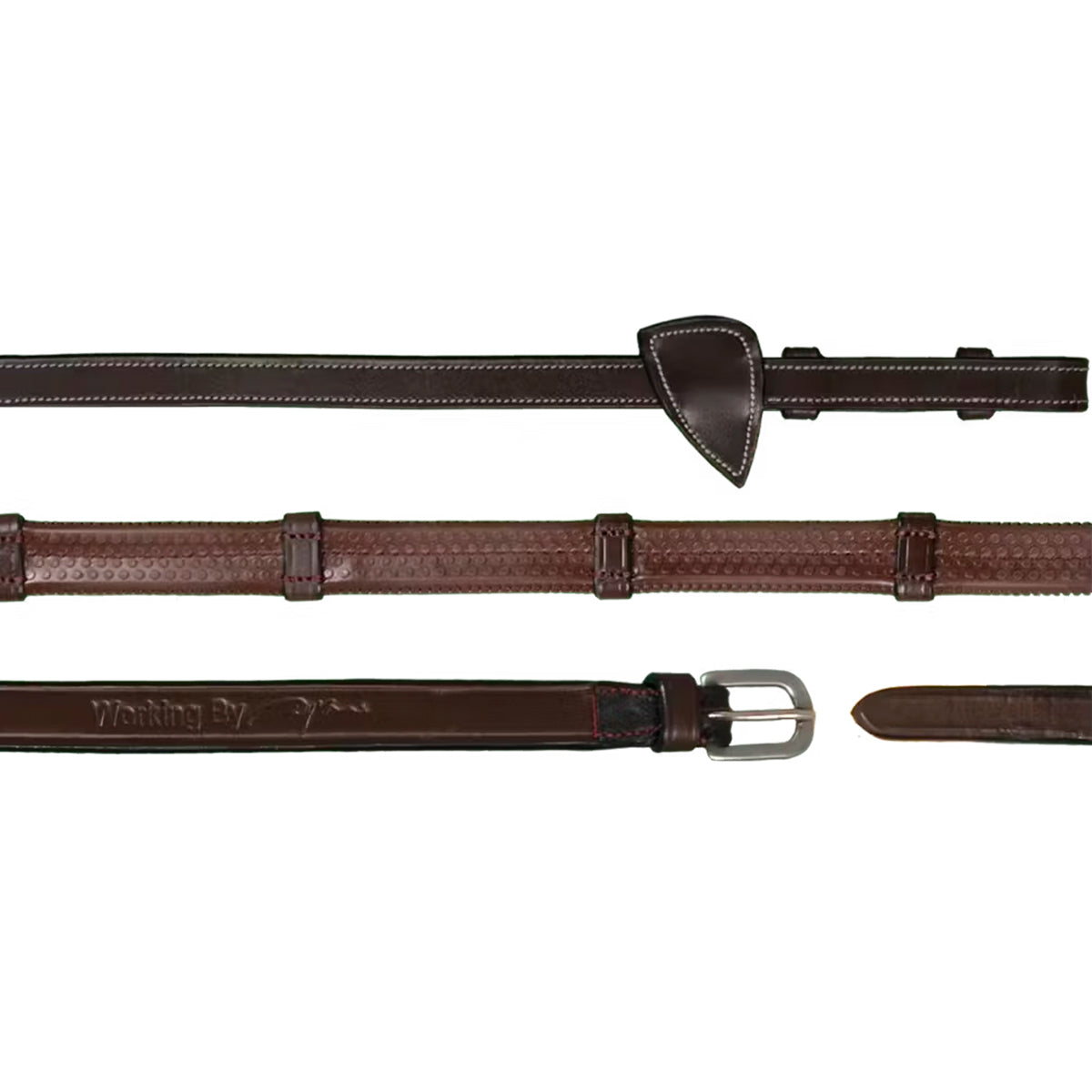 Reins Rubber 1/2" with 7 Leather Loops Working Collection