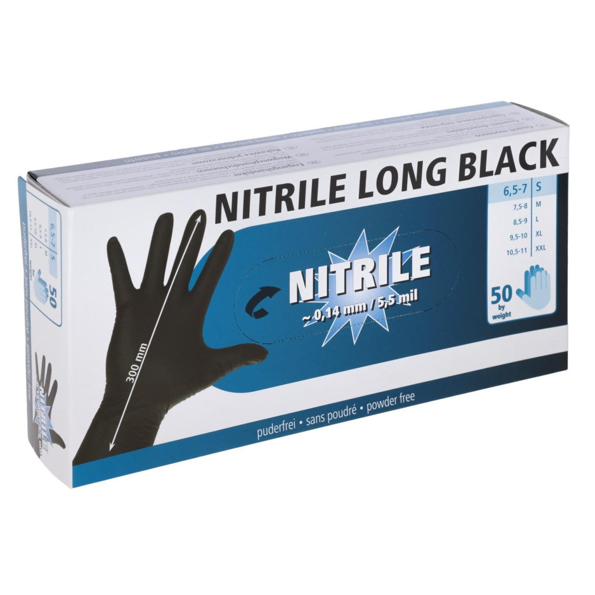 Disposable glove Nitrile Long Black 50 pcs
