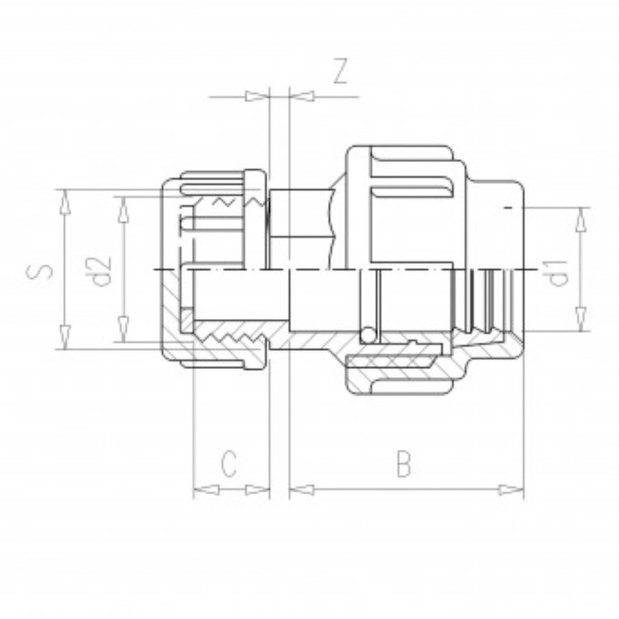 PE Lähtöliitin 25mm - 3/4"ulkokierre päätyhatulla