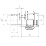 PE Lähtöliitin PE 25mm - PVC 25/32mm