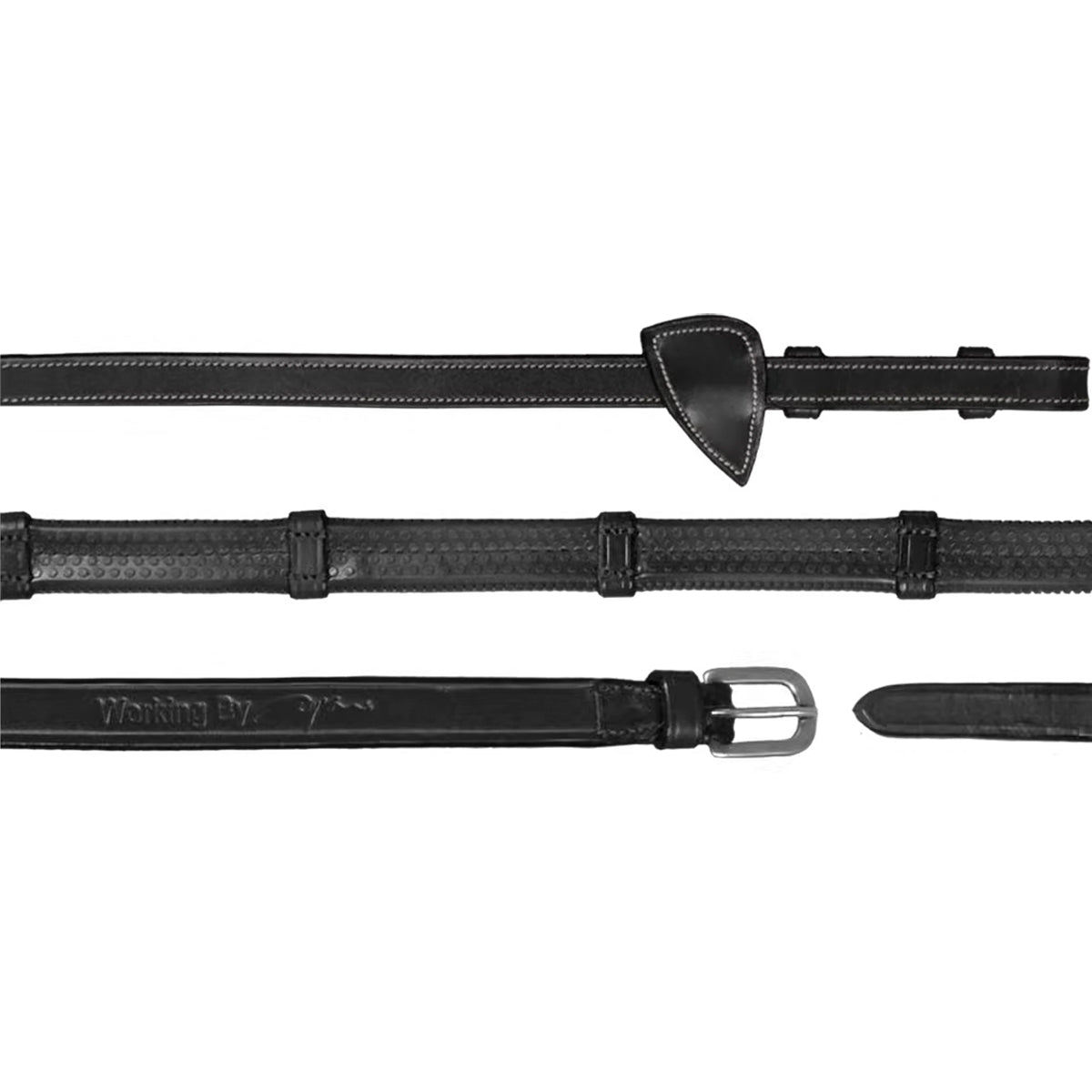 Reins Rubber 1/2" with 7 Leather Loops Working Collection