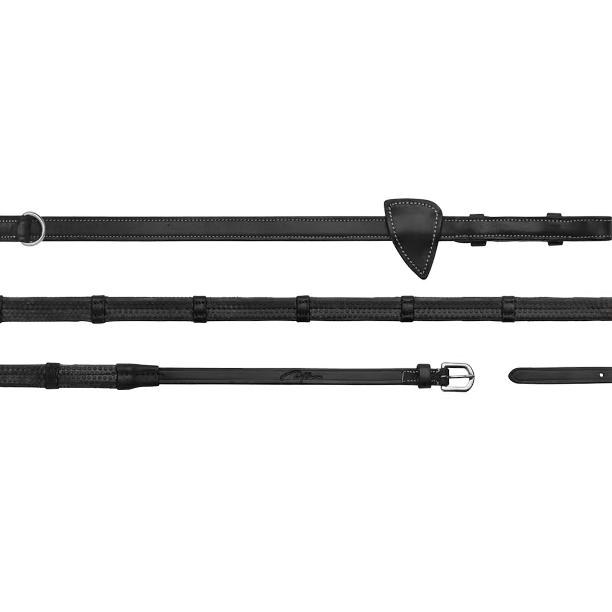 Reins Howlett Rubber 1/2" with D-ring + 7 Leather Loops Working Collection
