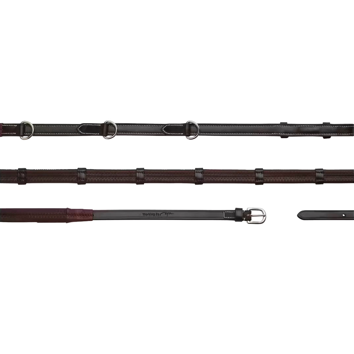 Reins Howlett Rubber 1/2" with 3 D-rings + 7 Leather Loops Working Collection