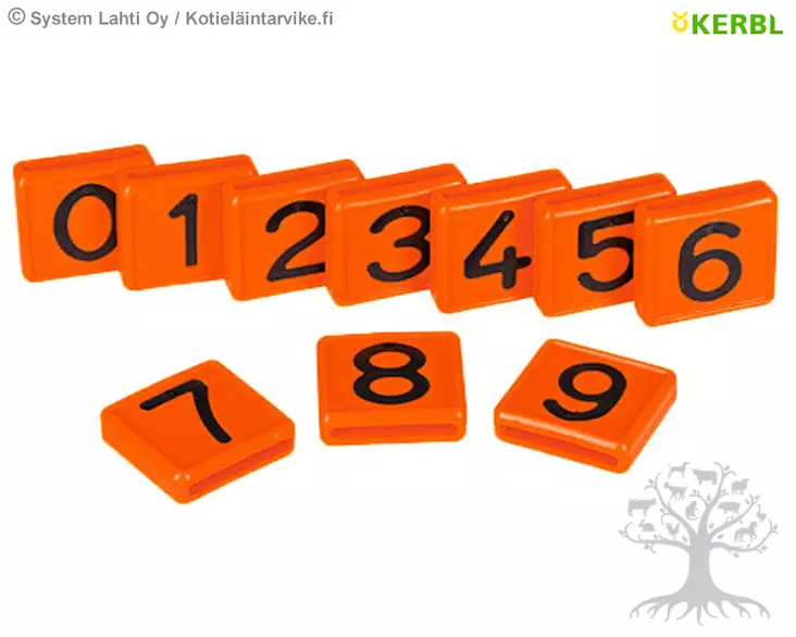 Kerbl Merkintäkaulapannan numerot 10kpl, Oranssi - Kaulapannat, Jalkahihnat - 208460 - 1
