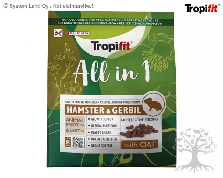 Tropifit All in 1 Hamster & Gerbil Täysravintopelletti 500g - Pelletit, puristetut ruoat - 510.5020 - 1