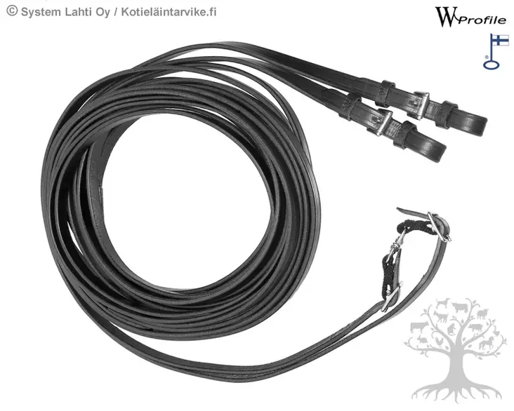 Wahlsten W-Profile Double Lunging Reins Leather - Double Lunging Reins - 215425-990 - 1