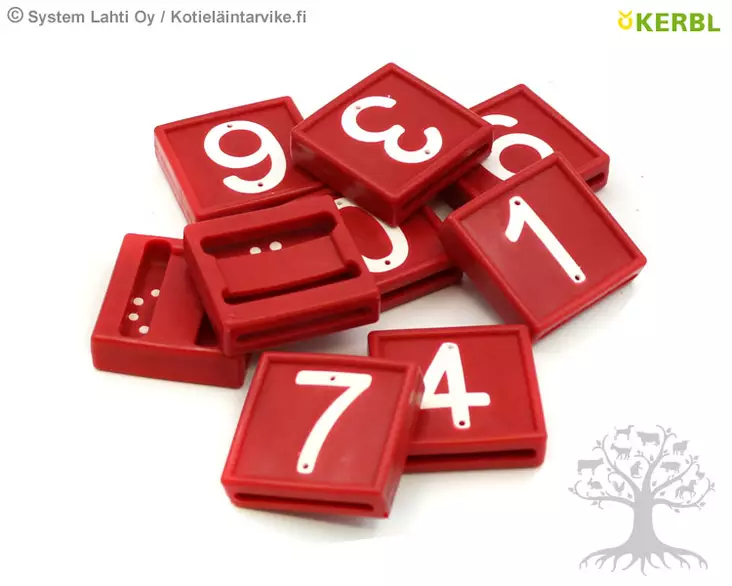 Kerbl Merkintäkaulapannan numerot 10kpl, Punainen - Kaulapannat, Jalkahihnat - 208470 - 1