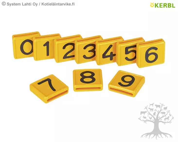 Kerbl Marking Collar Numbers 10pcs, Yellow - Neck Marking, Leg Marking - 208480 - 1
