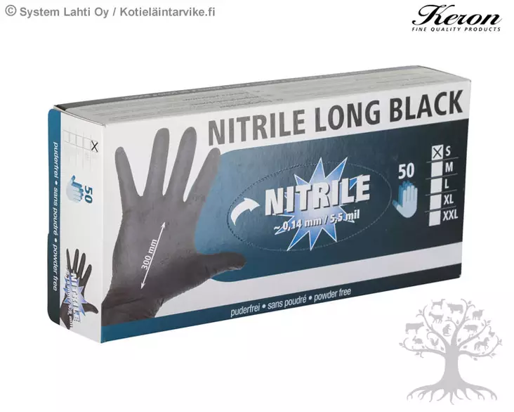 Keron Kertakäyttökäsine Nitril Long Black, 50kpl - Kertakäyttökäsineet - 15320 - 3