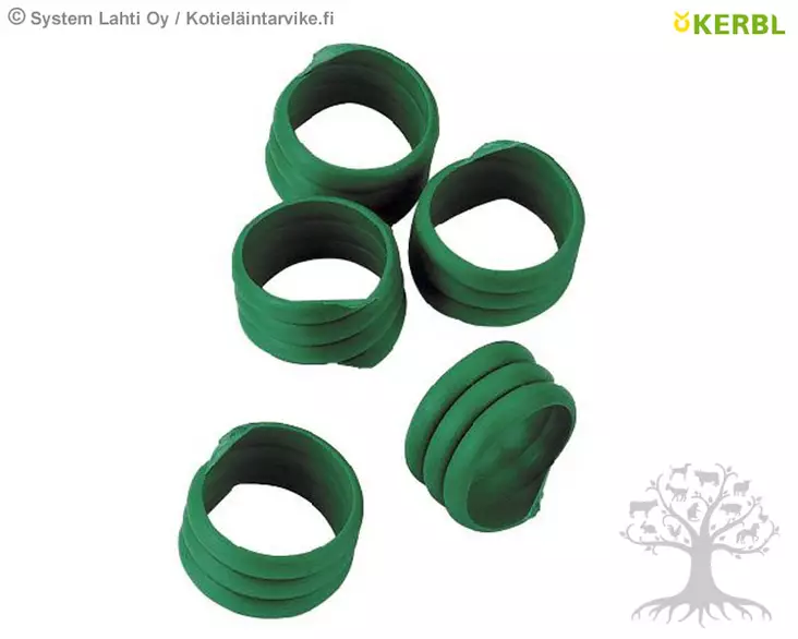 Kerbl Merkintänauha Ø16mm vihreä, 20kpl - Kanojen Merkintä - 72102 - 1