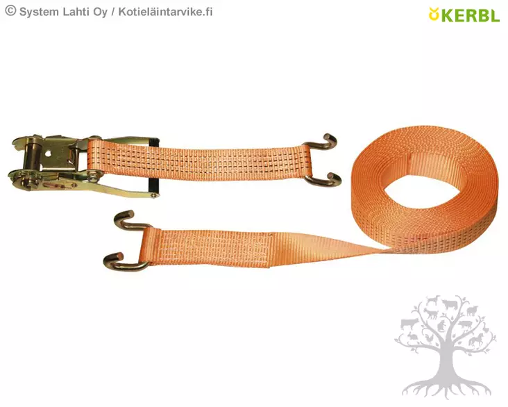Kerbl Sidontaliina Ratchet 50mm, 8m kaksoiskoukuilla - Liinat, köydet - 37143 - 1