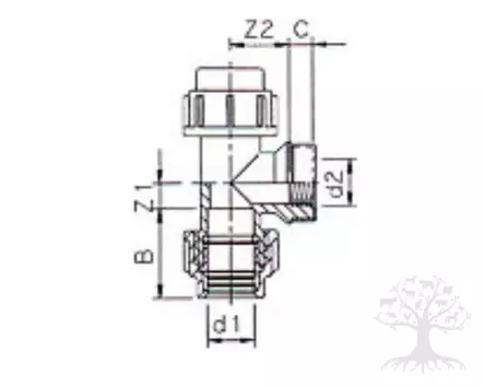 PE T-liitin 25mm x 3/4"sisäkierre x 25mm - PE-putkistot - 7.15.025 - 3