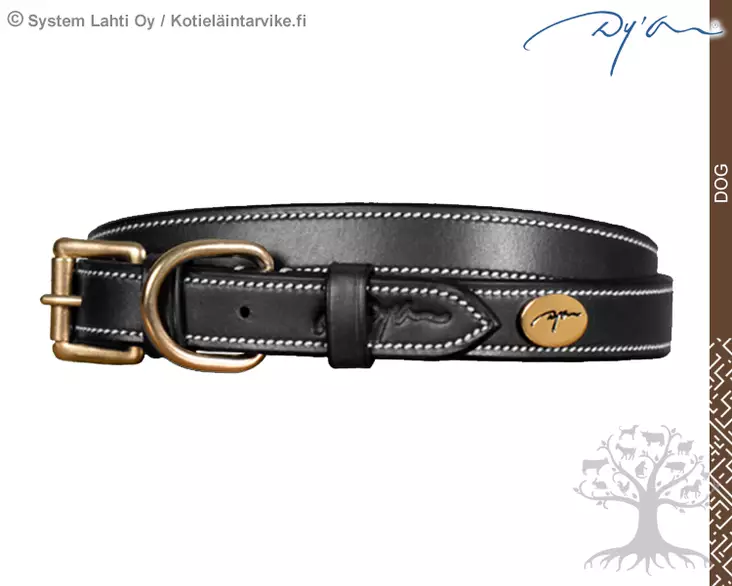 Dyon Dog Leather Collar Flat Black - Dyon Dog - DC31A-BL35 - 1