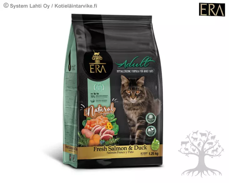 ERA Grain-Free Adult Lohi & Ankka Viljaton 1,25kg - Kissojen Kuivaruoka - ERA172236 - 1