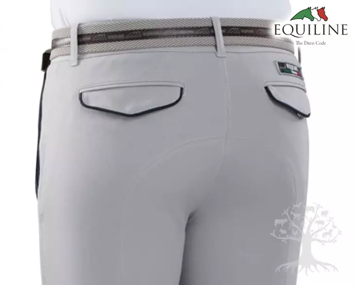 Equiline Limited Men's Riding Breeches Schoeller Knee Patch Ulric Grey - Equiline Men's Riding Breeches - N08408 - 1