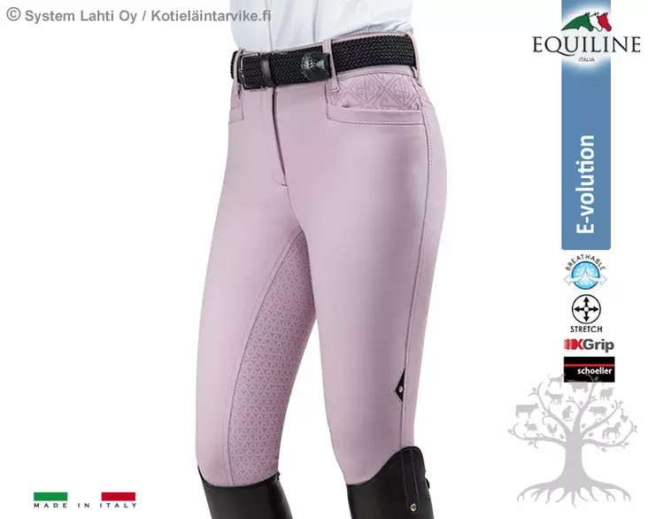 Equiline Limited Women's Riding Breeches Schoeller Full Grip High Waist Mauve - Equiline Women's Riding Breeches  - N08878 - 1