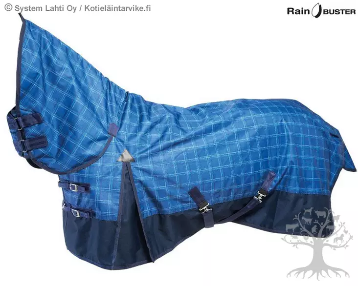 Rain Buster Sadeloimi Full Neck Navy-Blue Check - Lite Turnout Rugs - 09008-RB - 2