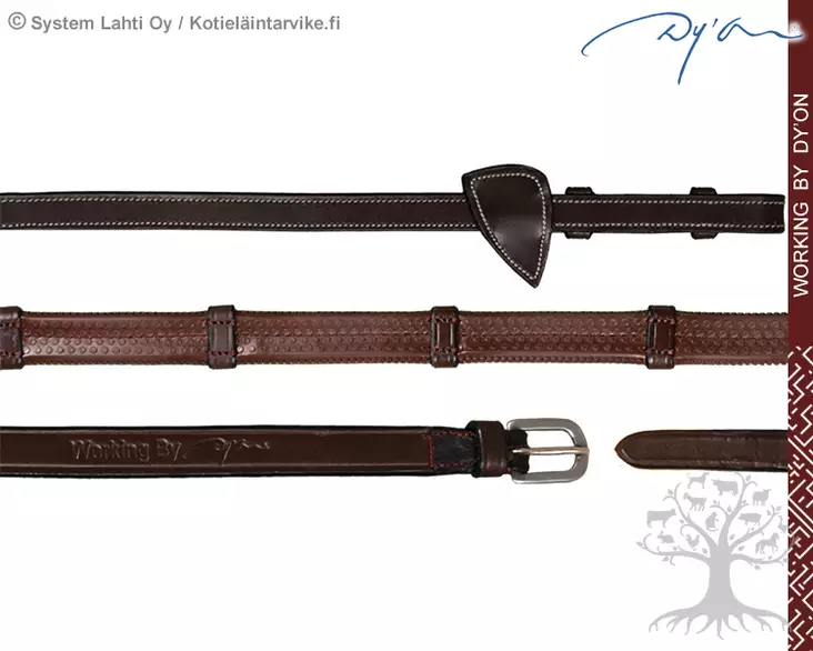 Working by Dyon Reins Rubber 1/2" (13mm) with 7 Leather Loops - Working by Dyon - WO05C - 1
