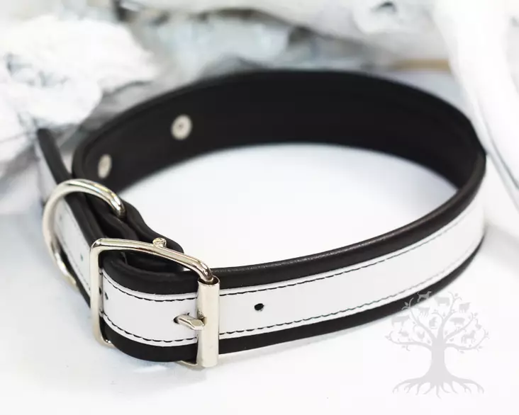 Arli Nahkapanta leveä, musta/valkoinen - Leather Collars - 54124M - 1