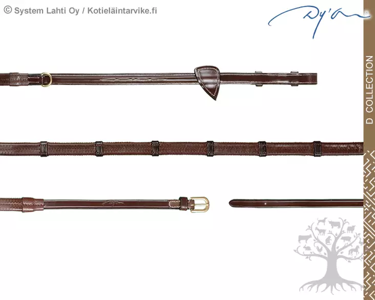 Dyon D Collection Reins Howlett Rubber 1/2" with 7 Leather Loops + D -ring - Dyon D Collection - DY05T - 1